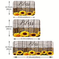 Sunflower Print Kitchen Mat Anti Slip Absorbent Bath Mat