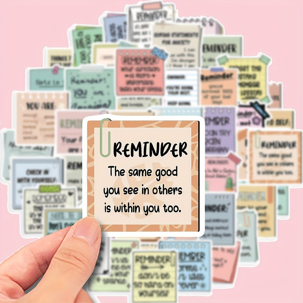 50pcs Inspirational Vinyl Stickers - Self Affirmation & Encouragement Decals