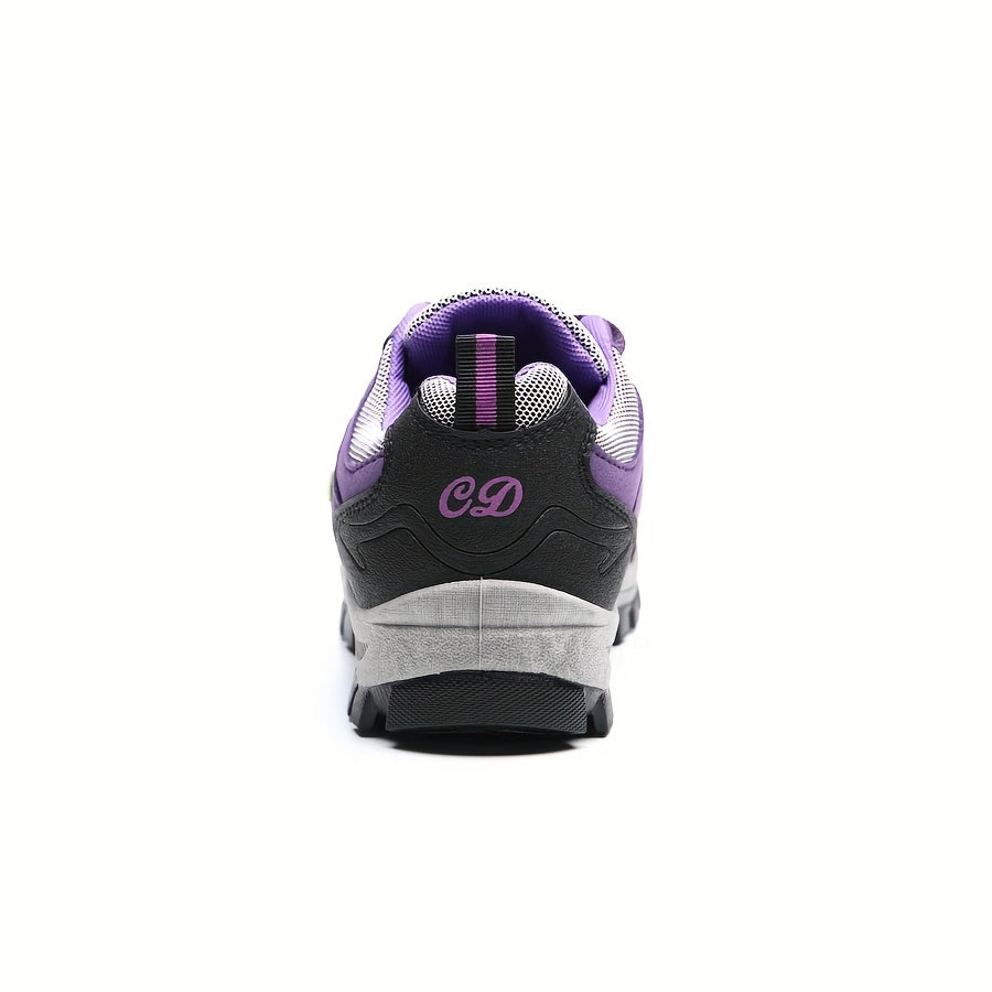 Colorblock Platform Sneakers Lace Up Round Toe Non slip Hiking Shoes