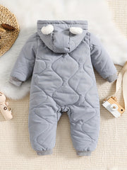 Infant Hooded Thick Romper Long Sleeve Zipper Thermal Jumpsuit
