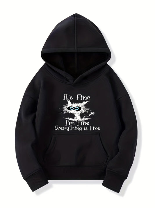 Funny Cat Graphics Girls' Long Sleeve Casual Hoodie Sweatshirt