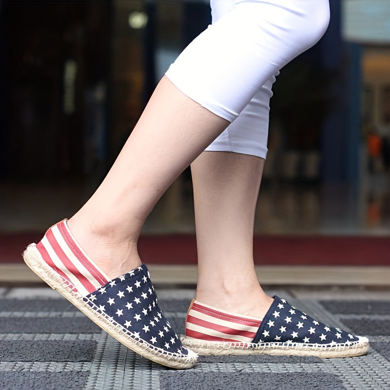 Women's Star Pattern Canvas Slip-On Shoes Lightweight & Comfortable