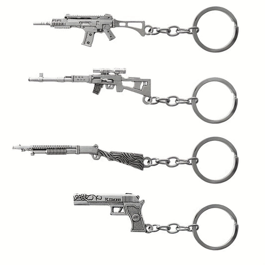 4pcs Mini Weapon Model Keychains Key Rings Car Key Bag Decoration
