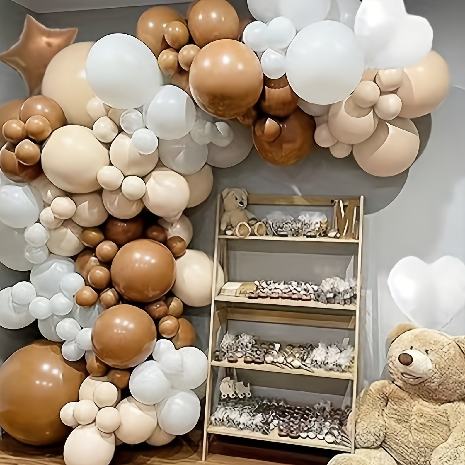 Little Bear Theme Balloon Toy Set Coffee Brown