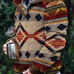Men's Ethnic Style Fleece Long Sleeve Sweatshirt Coat