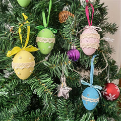 1pc Easter Eggs Wedding Stuff Christmas Ornaments Ribbon Bow Simulation Eggshell