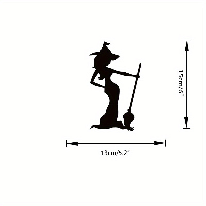 Adorable Witch & Broom Die Cut Vinyl Car Decal