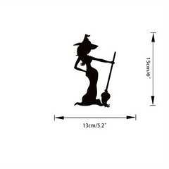 Adorable Witch & Broom Die Cut Vinyl Car Decal