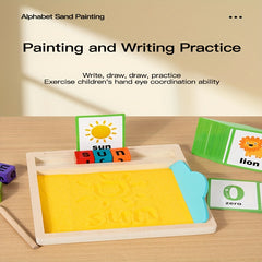 Colorful Wooden Alphabet Sand Art Tray Educational Game