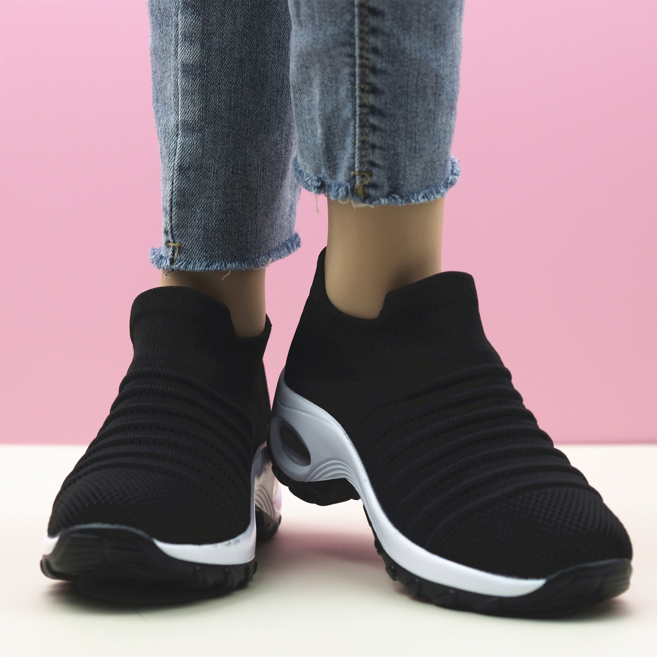 Women's Breathable Chunky Sneakers Slip On Low Top Outdoor Shoes