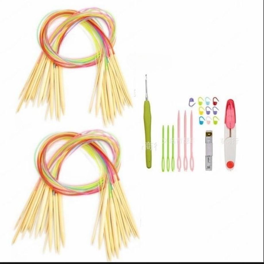 Long Loop Knitting Sweater Ring Needle Bamboo Wood Needle