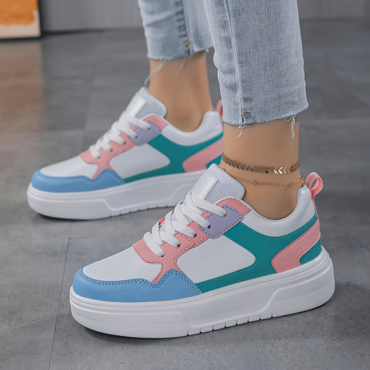 Women's Faux Leather Chunky Sneakers for Outdoor Sports
