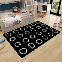 Black Wool Children's Area Rug for Kids Room Circle Seating Decor