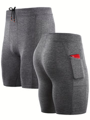 Men's Compression Shorts With Pocket Active Quick Dry Base Layer Shorts
