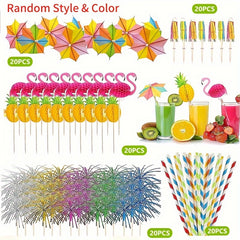 100pcs Tropical Cocktail Umbrellas with Straws for Parties & Events