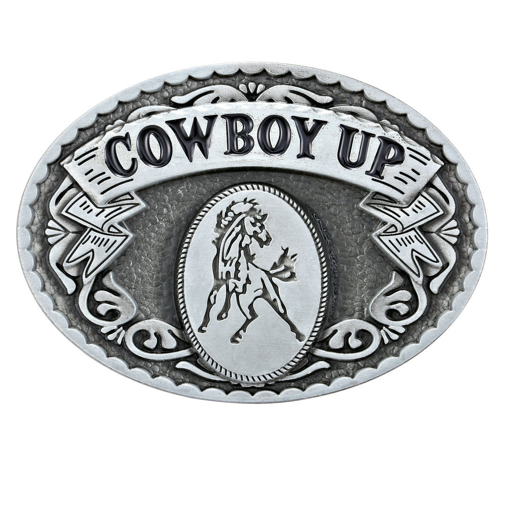Western Cowboy Belt Buckle Retro Pattern COWBOYUP Personality Buckle