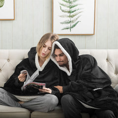 Oversized Sherpa Fleece Hoodie Blanket Cozy Soft Warm Snuggle Throw Sweatshirt