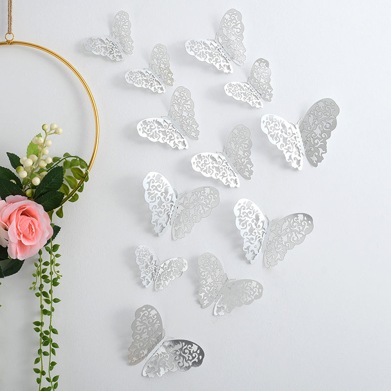 3D Hollow Butterfly Wall Stickers Metal Texture Wall Decor for Living Room
