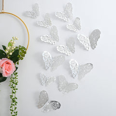 3D Hollow Butterfly Wall Stickers Metal Texture Wall Decor for Living Room
