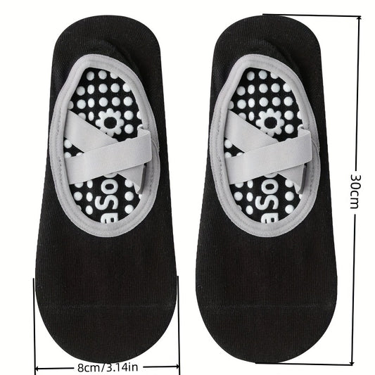 Women's Non Slip Yoga Socks with Cross Strap and Grips