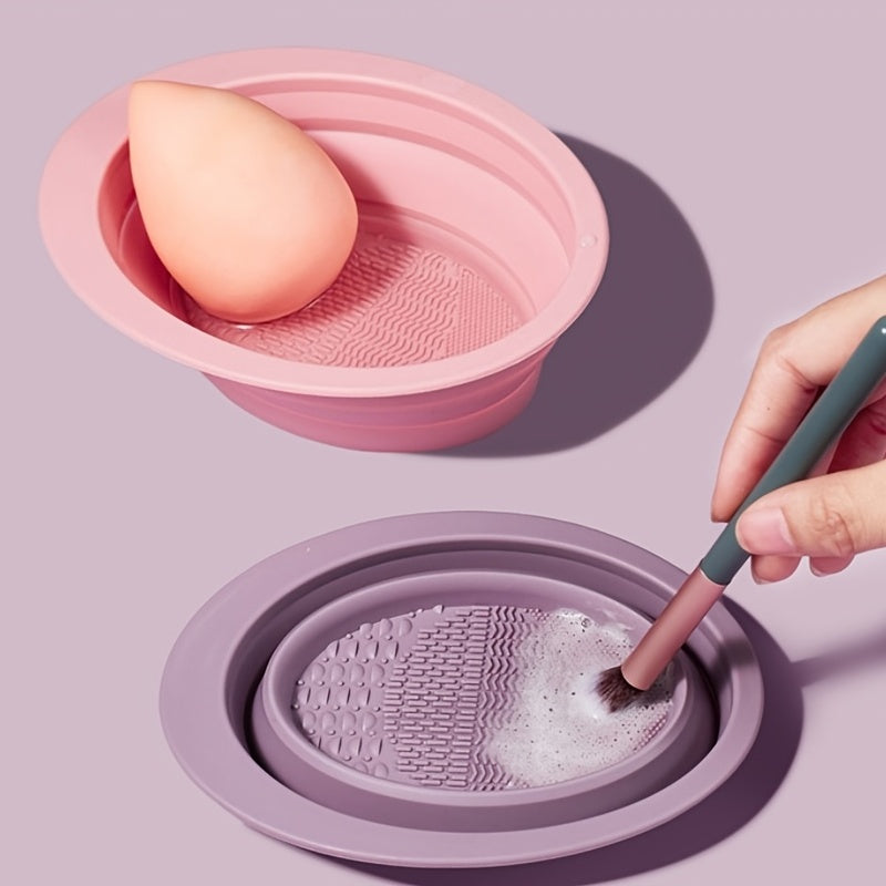 Foldable Silicone Washing Brush with Cleaning Pad - Travel-Friendly Gift