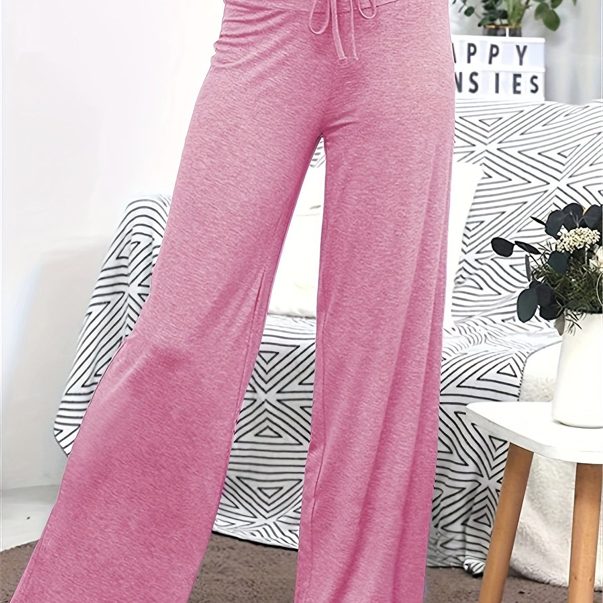 Solid Comfort Wide Leg Pants