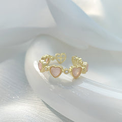 Golden Love Opal Ring Adjustable Ring Heart shaped