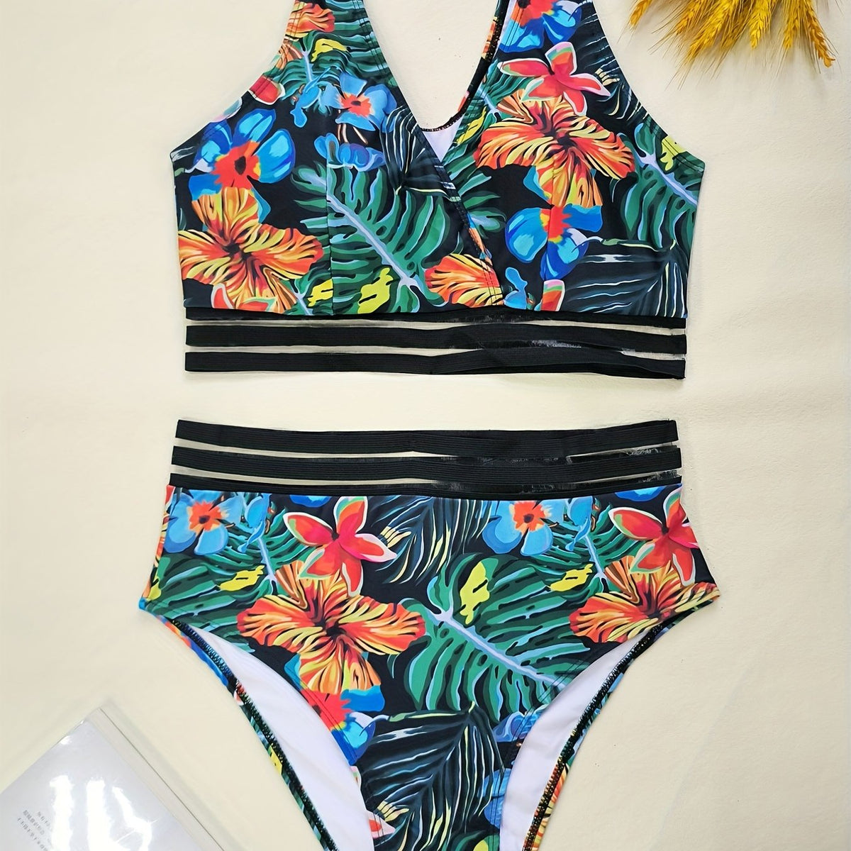  Tropical Print Bikini Set Women's Two Piece Swimsuit