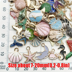 Enamel Shell Starfish Charm Pendant for Bracelet Jewelry Making