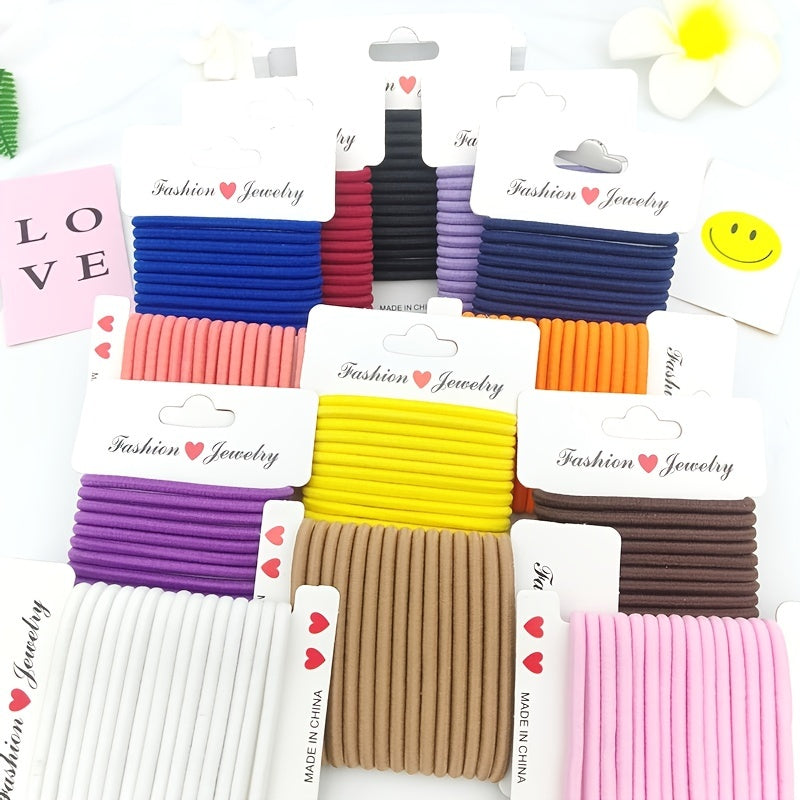 100pcs Thick Woven Hair Elastics Rubber Bands Ponytail Holder