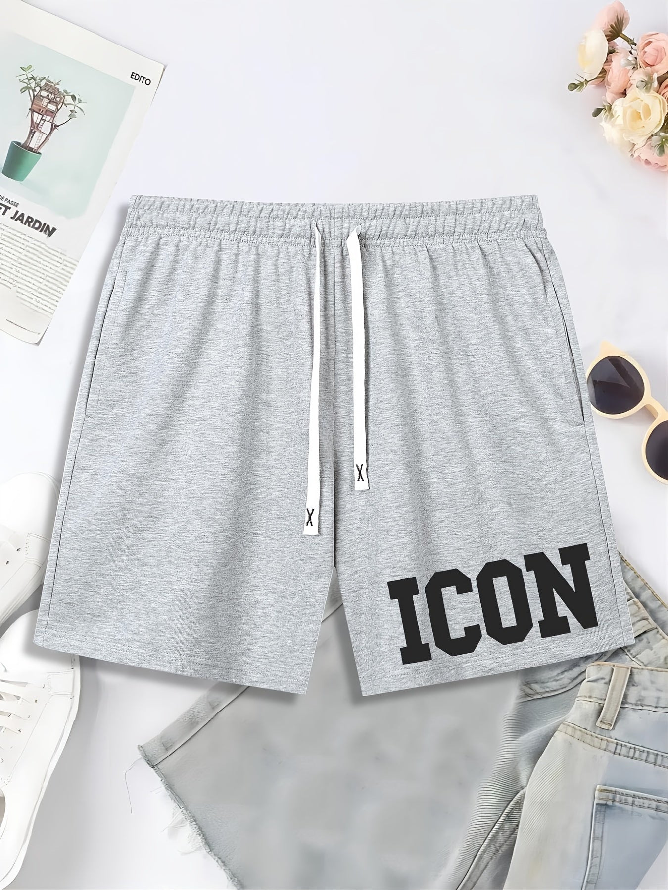 Summer Men's Casual Print Sports Drawstring Beach Shorts