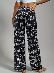 Boho Pants Women's Plus Allover Print High Rise Wide Leg Trousers