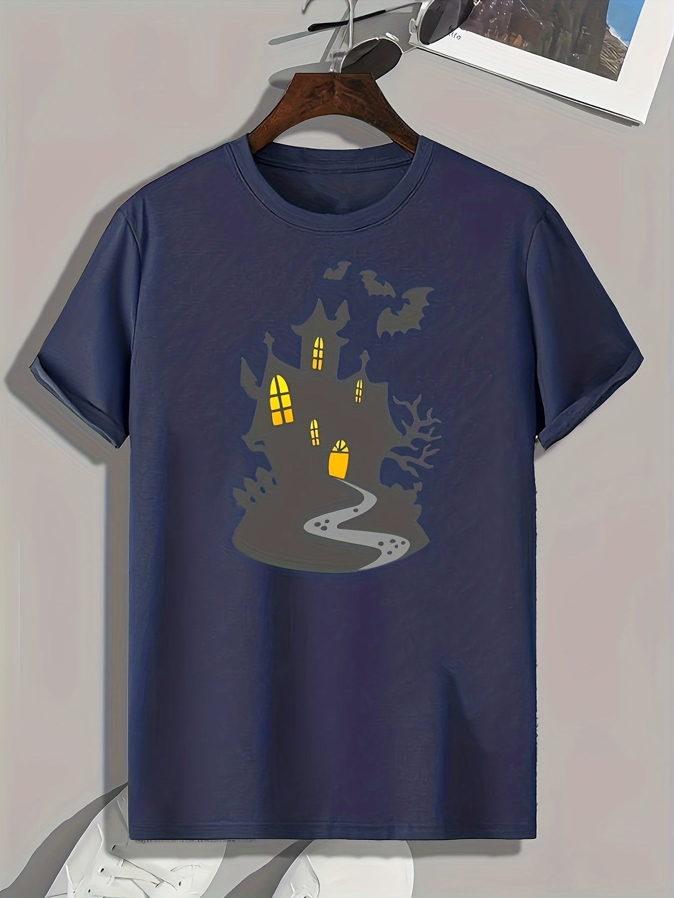 Halloween House Print Men's Tee for Summer
