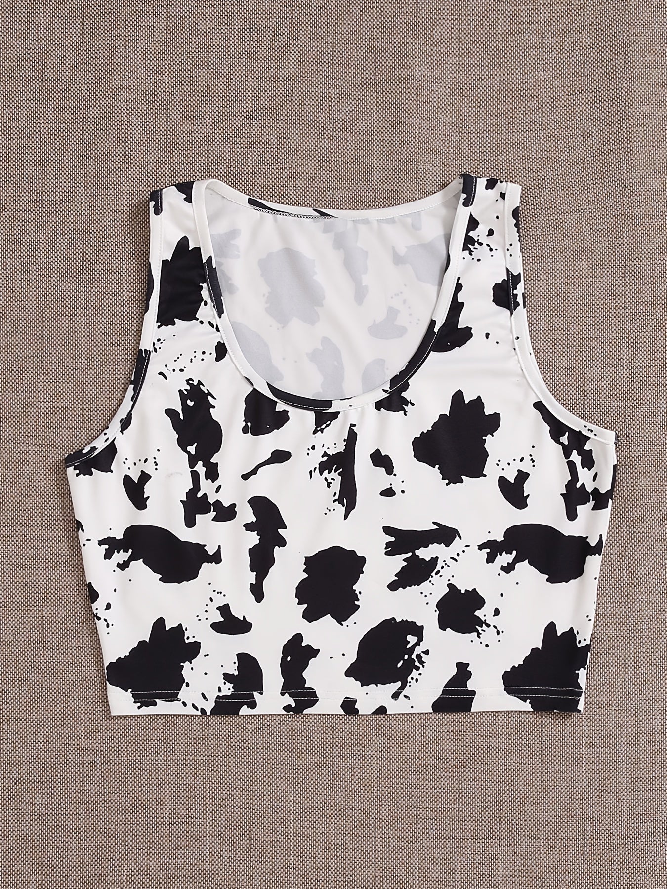 Dalmatian Print Crop Tank Top Sleeveless Summer Casual Women's Clothing