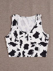 Dalmatian Print Crop Tank Top Sleeveless Summer Casual Women's Clothing