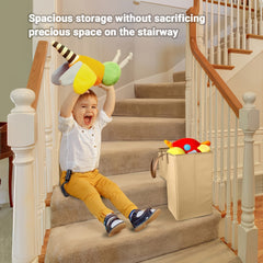 Stair Basket with Handles - Foldable Storage Solution for Stairs