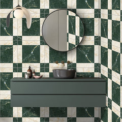 4pcs Retro Checkered Pattern Floor Stickers Non-slip Waterproof Tile Stickers