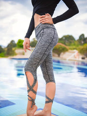High Stretch Lace Up Leggings High Waist Yoga Running Tight Pants