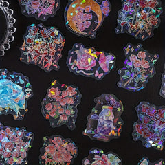 10pcs Flowers Rose Plant Moon Star Butterfly Stickers for DIY Scrapbooking