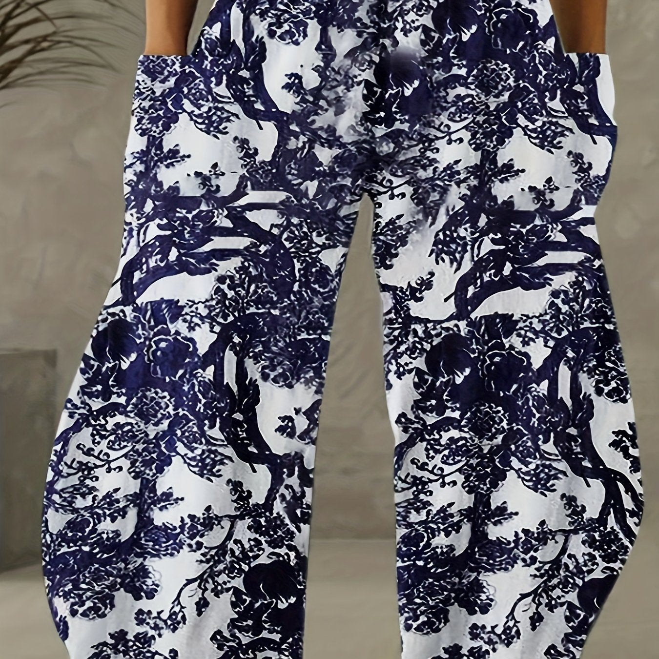 Geometric Print High Rise Wide Leg Pants Plus Size