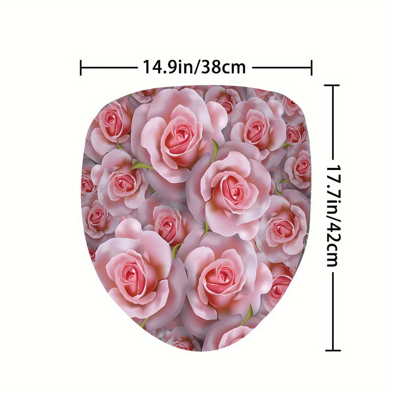 Flower Pattern Shower Curtain & Rug Set w/ 12 Hooks - Bathroom Decor
