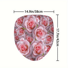 Flower Pattern Shower Curtain & Rug Set w/ 12 Hooks - Bathroom Decor