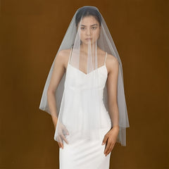Single Layer Nude Bridal Veil Soft Polyester with Comb