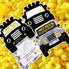 60pcs Duck Duck SUV Cards Car Duck Tags Game Card Printed With Rubber Bands