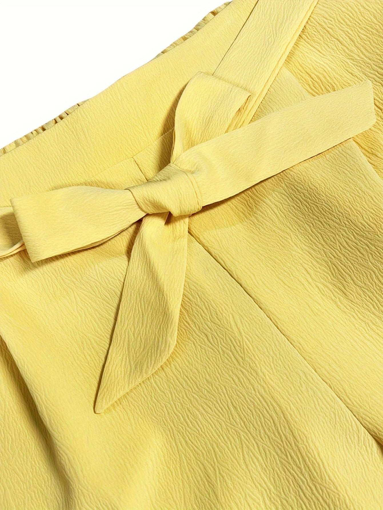  Solid Textured Wide Leg Trousers