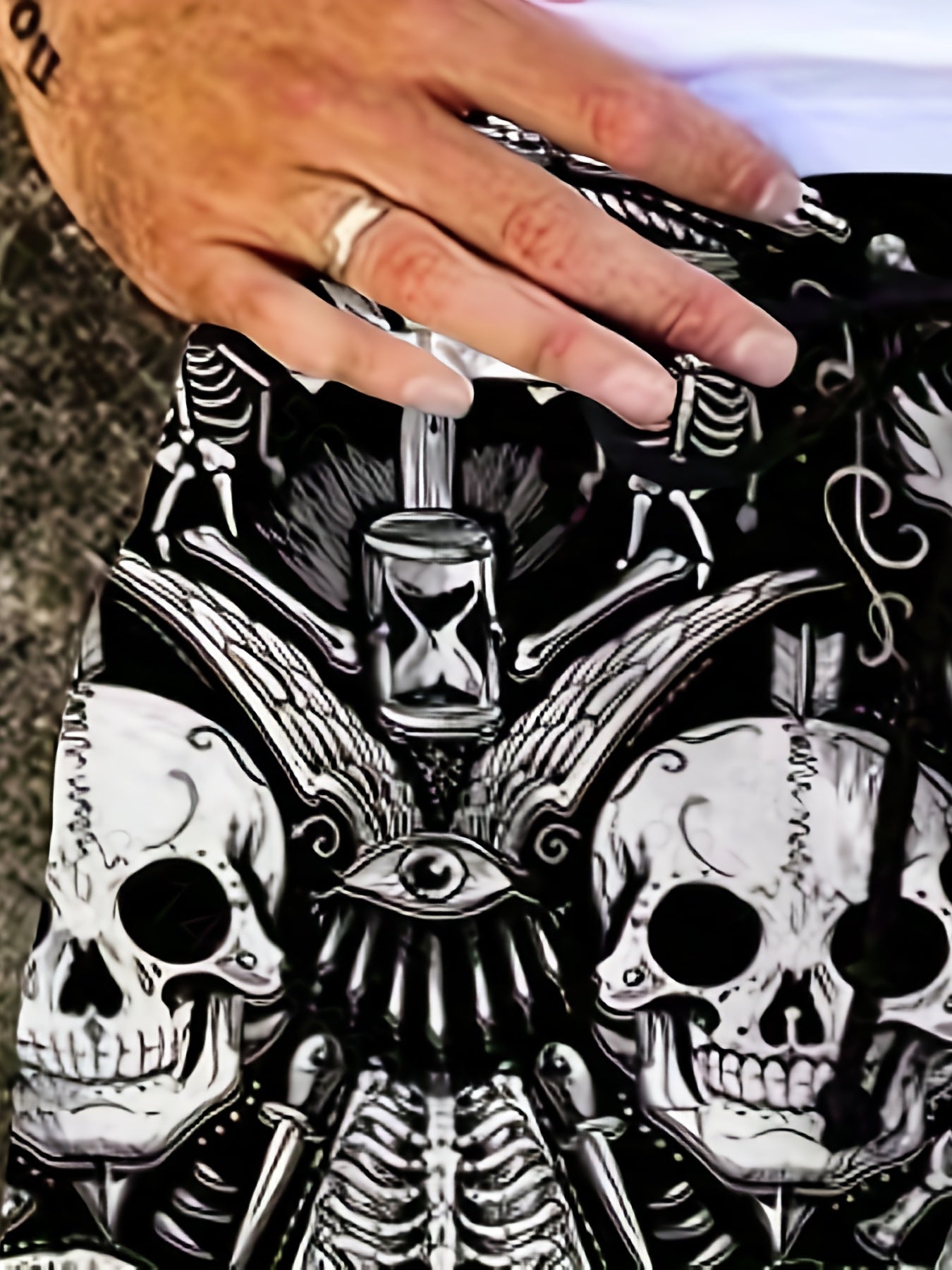 Men's Skull Graphic Active Drawstring Shorts for Summer