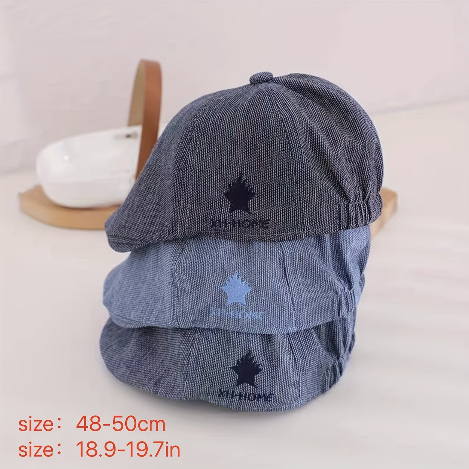 Kids Casual Embroidered Washed Denim Hat