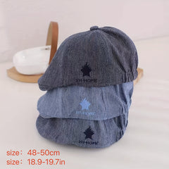 Kids Casual Embroidered Washed Denim Hat