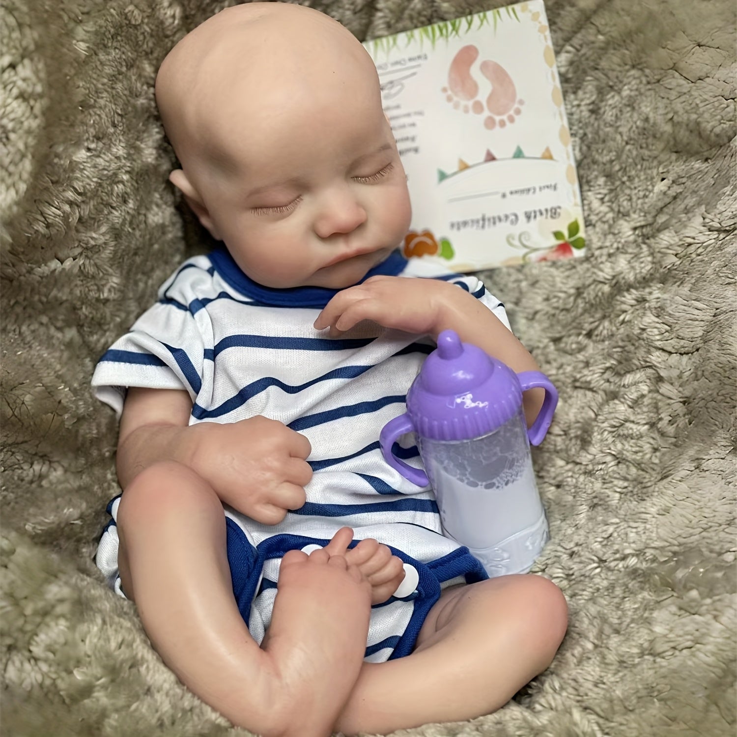 Silicone Reborn Boy Doll with Light Beige Details & Closed Eyes