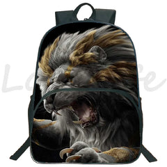 3D Lion Wolf Backpack Kids School Rucksack Casual Travel Mochila